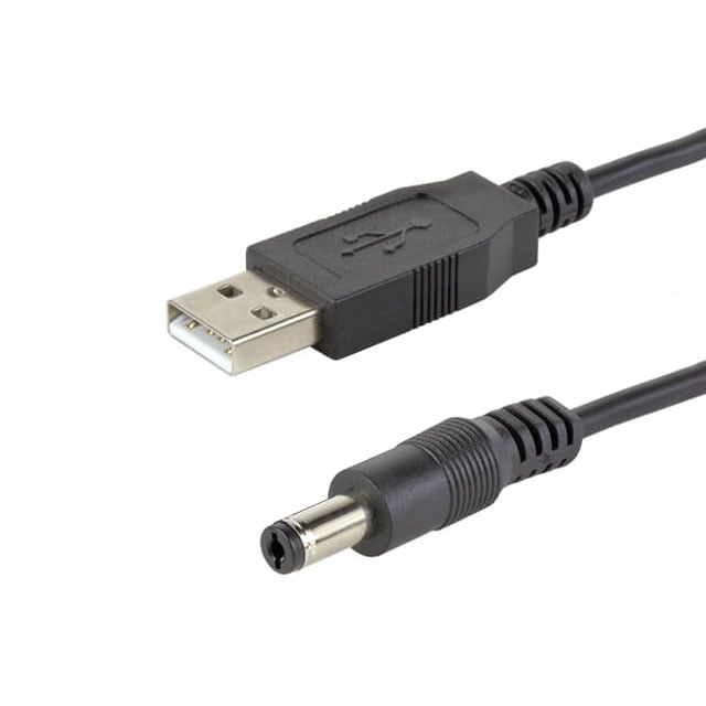 Same Sky (Formerly CUI Devices) CBL-UA-P5-1 - Clavija tipo barril - 2.1mm DI, 5.5mm DE a clavija de conexión macho USB A 3.28' (1.00m)