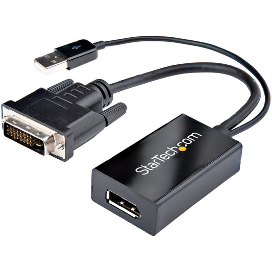 StarTech.com DVI2DP2 - Enlace doble DVI-D macho y USB A macho a DisplayPort hembra 0.83' (254.0mm)