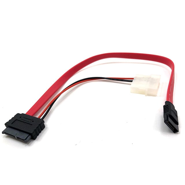 Micro Connectors, Inc. F03-160 - Conector de 7 pos. SATA hembra a hembra; conector de 12 pos. SATA hembra a conector de 2 pos. rectangular 1.00' (304.8mm)