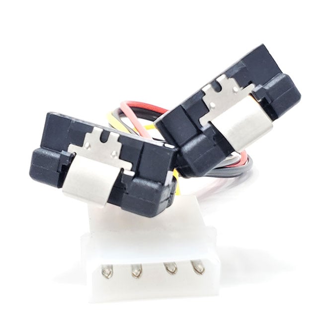 Micro Connectors, Inc. F04-130-2RAL - Clavija de conexión rectangular de 4 pos a SATA hembra de 15 pos (2), ángulo recto 1.00' (304.8mm)