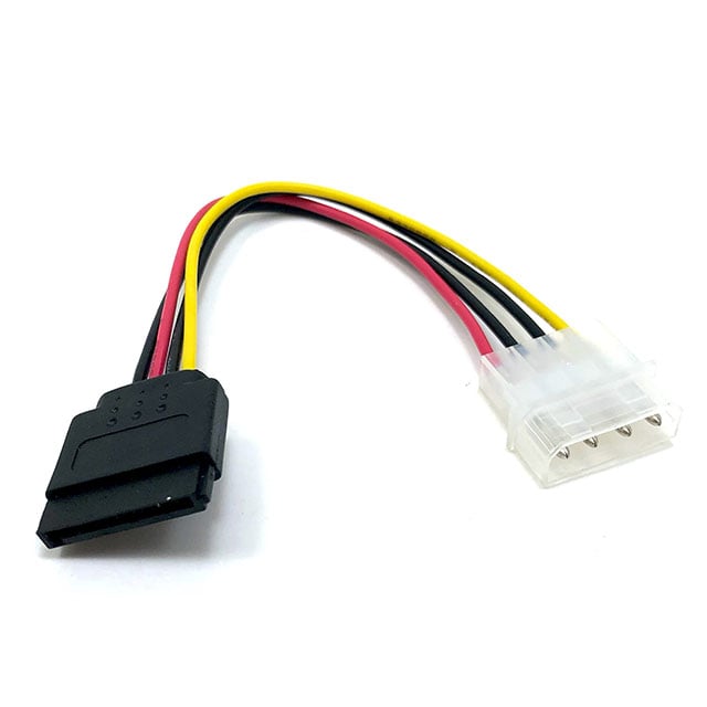 Micro Connectors, Inc. F04-130 - Clavija de conexión rectangular de 04 pos. a conector hembra de 15 pos. SATA, ángulo izquierdo 0.33' (101.6mm)