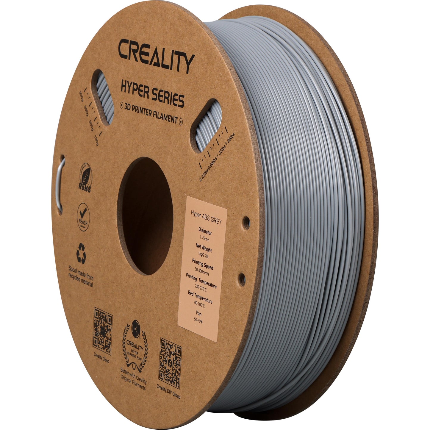 Creality 3D HYPER ABS GREY 1KG - ABS (Acrilonitrilo butadieno estireno) Gris