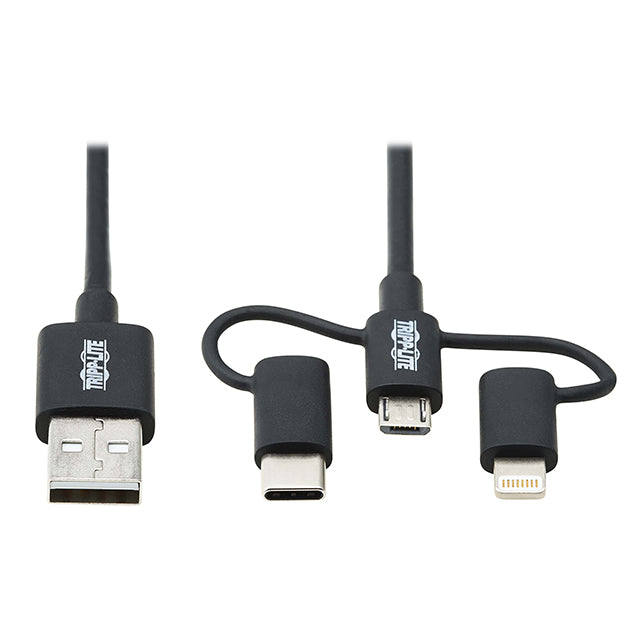 Eaton Tripp Lite M101-006-LMC-BK - Clavija de conexión macho USB A a Micro USB B macho, USB C macho y conector de rayo i5 6.00' (1.83m)
