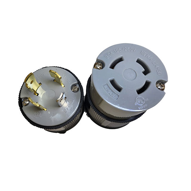 Powertronics NEMA L14-30 PLUG AND CONNECTOR SET - NEMA L14-30P y C Enchufe, Hojas Macho ; Receptáculo, Tomas Hembra 30A 250VCA