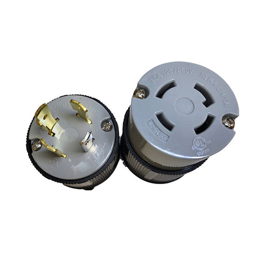 Powertronics NEMA L14-30 PLUG AND CONNECTOR SET - NEMA L14-30P y C Enchufe, Hojas Macho ; Receptáculo, Tomas Hembra 30A 250VCA