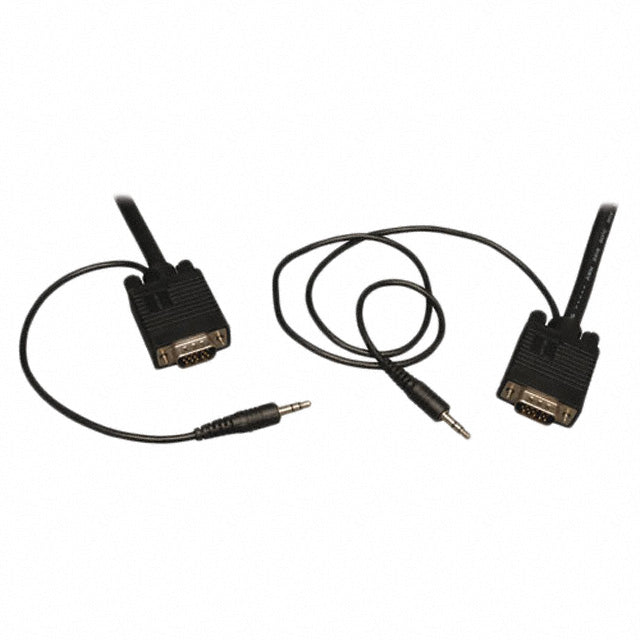 Eaton Tripp Lite P504-015 - D-Sub de 15 pos. macho, macho a macho de alta densidad (HD), clavija de teléfono, 3.5mm (1/8"), auricular macho a macho 15.00' (4.57m)