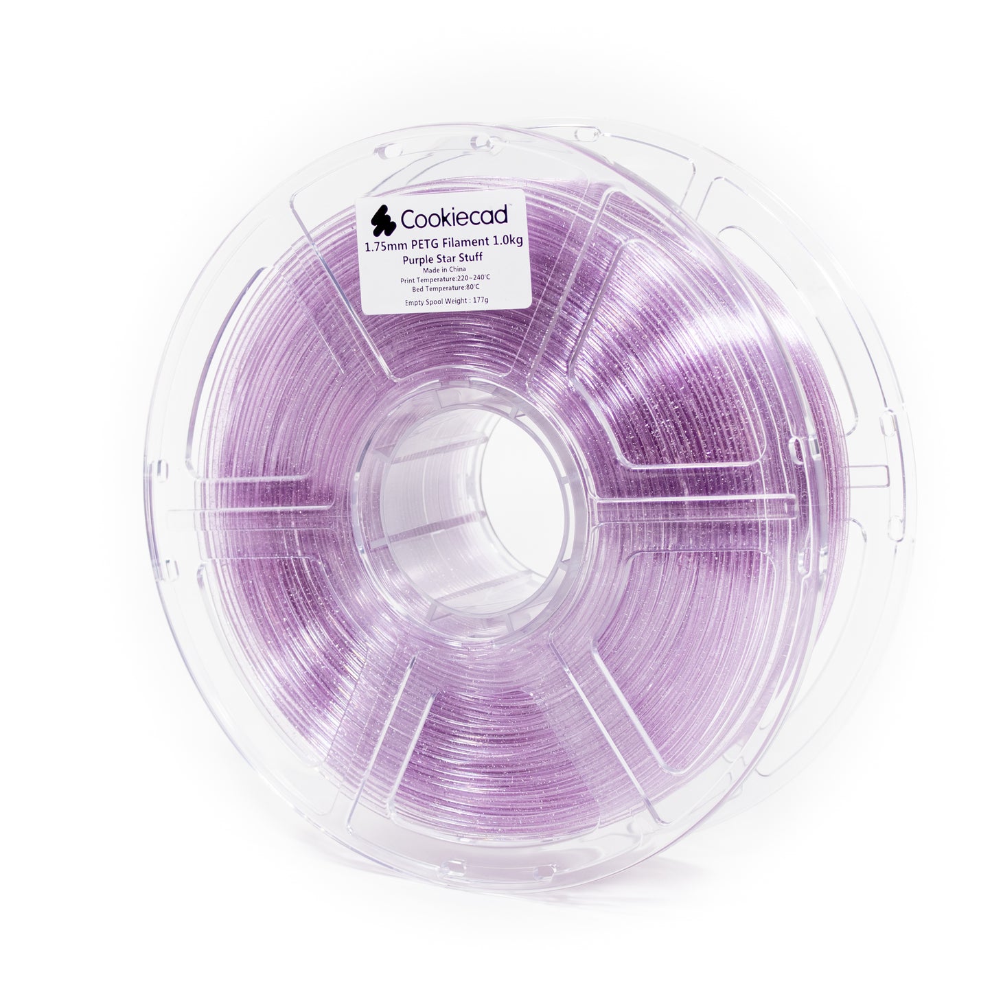 Cookiecad petg-purple-star-stuff - PETG (polietilenglicol tereftalato modificado) Esencia de estrella rosa (morado translúcido con motas de purpurina)