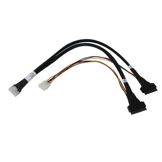 PT Speed PT-SAS-SL8-39X2-500 Pactech Rapide™ SlimSAS SFF-8654 8i a SFF-8639 y conector de alimentación macho 1.64' (500.0mm)