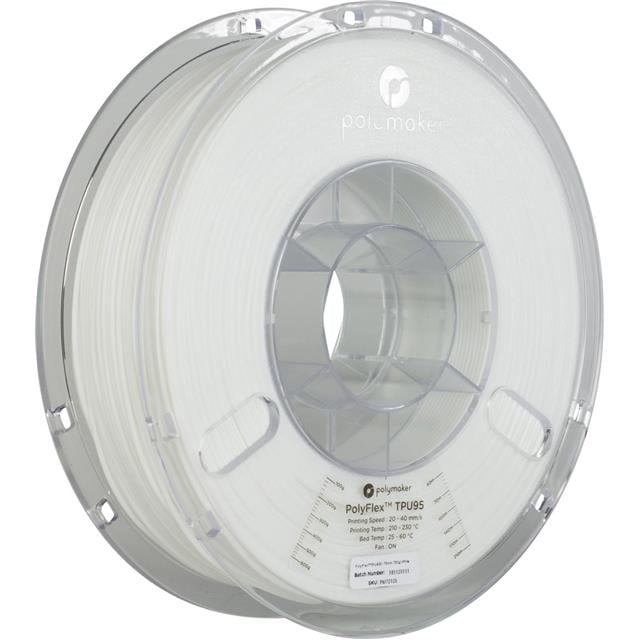 LulzBot RM-TE0124 PolyMaker™ PolyFlex™ TPU95 TPU (Poliuretano termoplástico) Blanco (blanco verdadero)