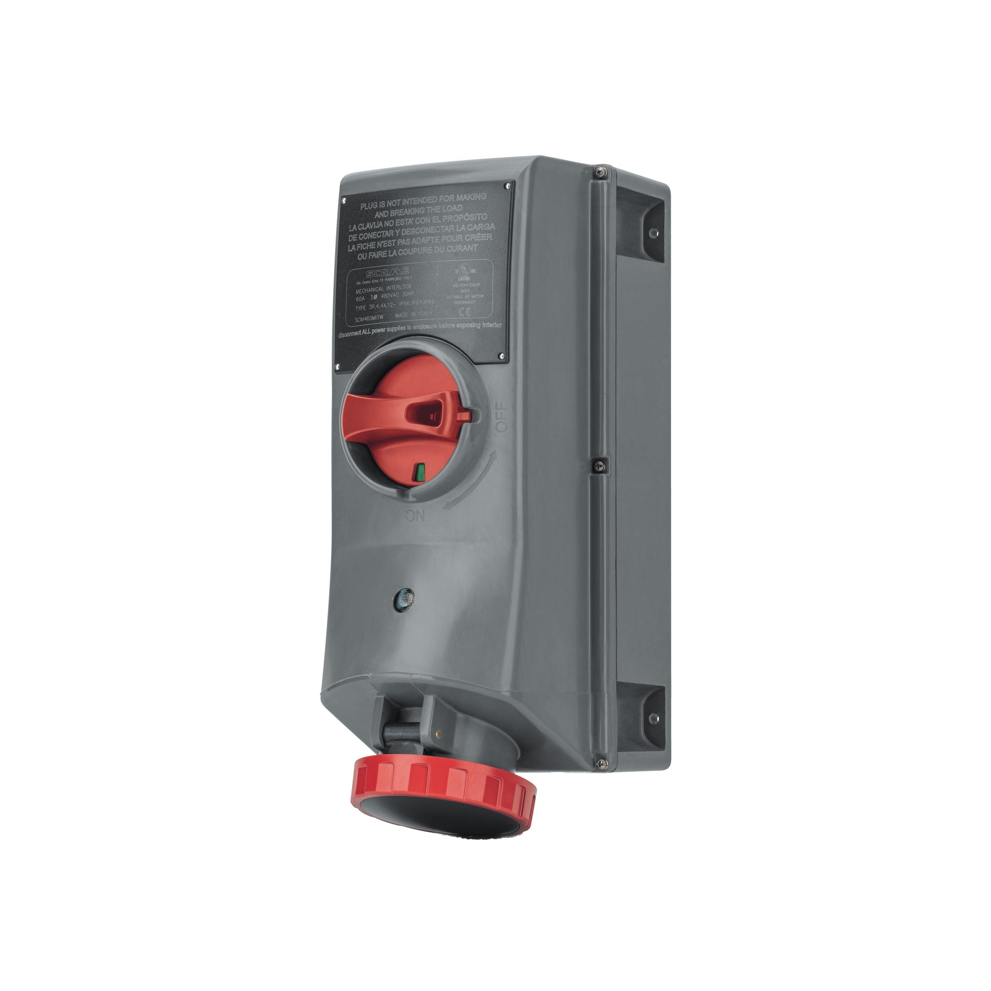 Scame SCM460MI7W Pin & Sleeve Pin y manguito (3P4W) Clavija de conexión, enchufes hembra 60A 480VCA, 3 fase