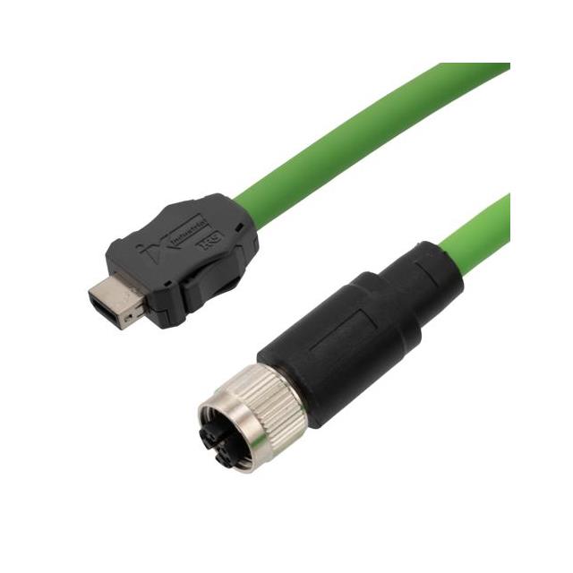 L-com TRGIX623PU-GRN-10F TRGIX IX Clavija de conexión a conector circular hembra y de 8 pos 10.00' (3.05m)