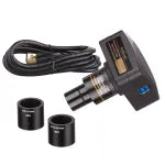 Microscopio estereoscópico trinocular con zoom AmScope SM-4TZ-144A-10M3 Serie SM-4, aumento de 3,5X a 90X, con 144 LED multizona y USB 3.0 de 10 MP