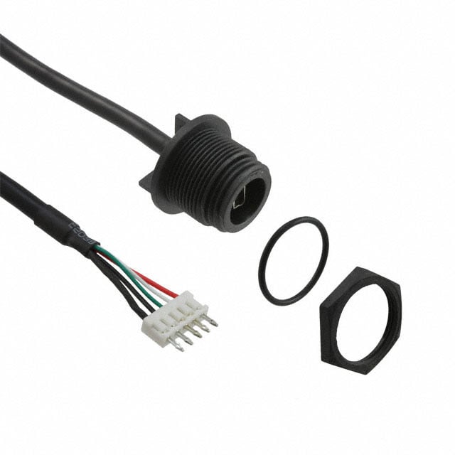 Bulgin PX0446 Buccaneer® Clavija USB Mini B macho de 5 pos a cabecera rectangular de 5 pos 0.35' (107.0mm)