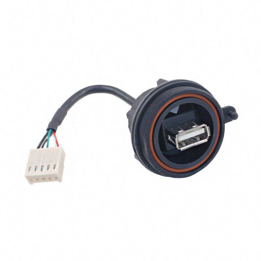 Bulgin PX0843/A Buccaneer® Clavija de conexión rectangular de 05 pos a clavija de conexión USB A macho 0.49' (150.0mm)