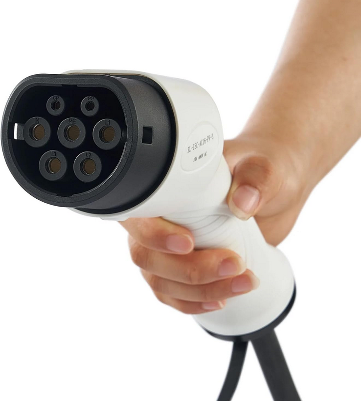 PRIMECOM 277/480 voltios trifásico AC 22kW cargador portátil EV con SAE J3068 (480V 32 amperios) (enchufe de 4 pines) ‎277-480V-3-Phase-AC-22kW