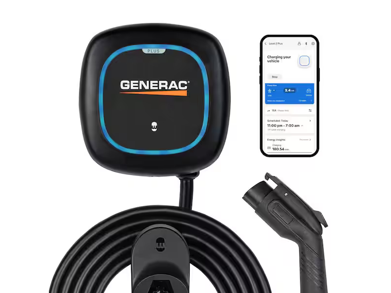 Generac EV Charger Level 2 Plus 40A Quick Charge Ultra Compact w/25 ft. Cable, ENERGY STAR/UL Certified,NEMA4,ABS Indoor/Outdoor PUP2-U-1-5-N-GC2