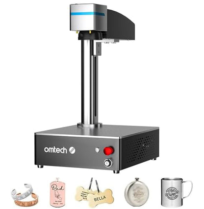 OMTech Grabador láser de fibra de 30 W, máquina de marcado láser compatible con LightBurn con puntero de punto rojo para marcado de metal, máquina de grabado de metal de 5.9 x 5.9 pulgadas con vida LYF-30BW