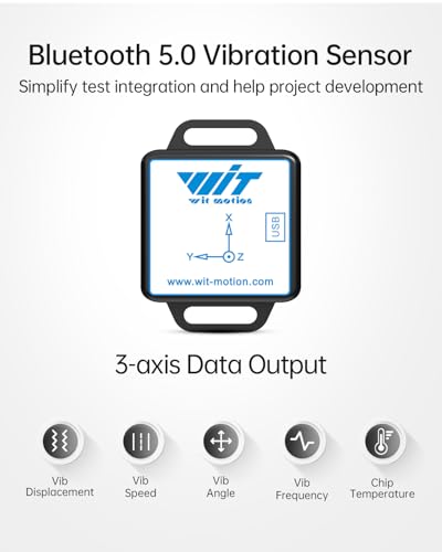 [Sensor de vibración BLE] WTVB01-BT50 Módulo de vibración inteligente Ar-duino, Detector de vibración de 3 ejes (amplitud+frecuencia+desplazamiento+velocidad), monitor de motor de choque