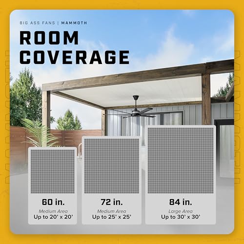 Big Ass Fans Mammoth MM1-60BB-01- Ventilador de techo para exteriores de 60 pulgadas, acabado negro, ventilador de patio inteligente habilitado para Wi-Fi con control remoto y control de voz,