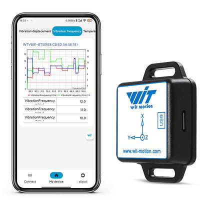 [Sensor de vibración BLE] WTVB01-BT50 Módulo de vibración inteligente Ar-duino, Detector de vibración de 3 ejes (amplitud+frecuencia+desplazamiento+velocidad), monitor de motor de choque