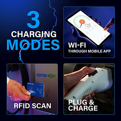 Cargador EV de nivel 2 – 10 KW, ajustable de 40 amperios, 240 V, enchufe NEMA 14-50, estación de carga de pared de coche eléctrico IP65 para interiores y exteriores, cargador EV certificado FCC nivel