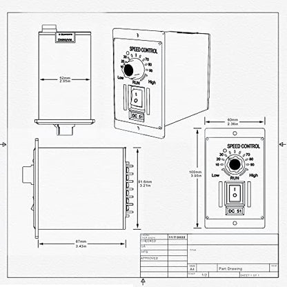Controlador de velocidad del motor de CC Entrada de CA 110V DC 0-90V Perilla de salida Regulador de velocidad eléctrica de velocidad ajustable para motor de CC de imán permanente 400W DC-51