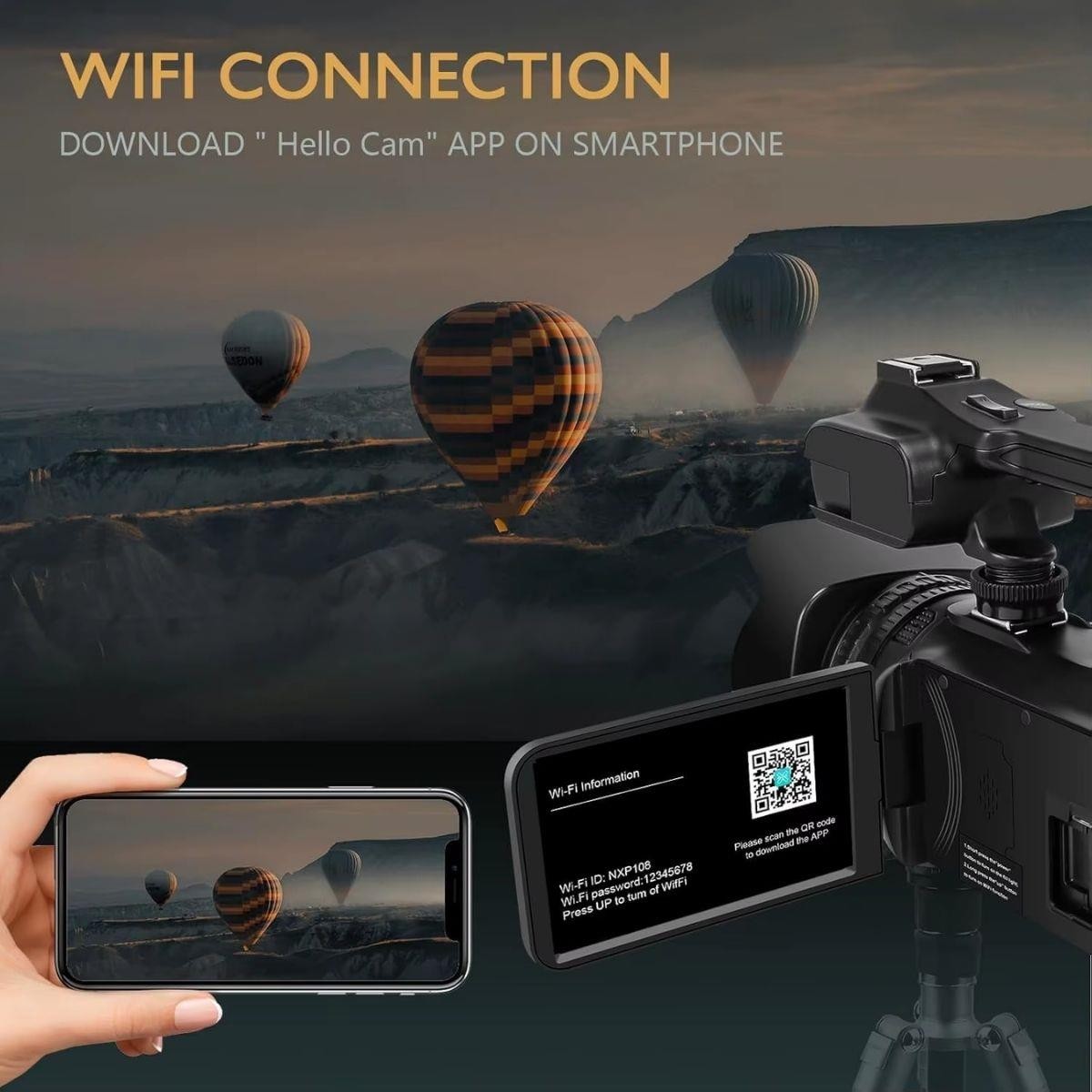 Videocámara Aries CineView 6K Ultra HD - Pantalla abatible de 3", WiFi, zoom 18x -ARCVDCR6K