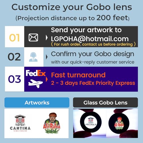 Laulgpoha - Proyector GOBO con logotipo de 200 W para negocios, proyección rotacional súper brillante con control remoto y lente de vidrio, sistema de enfriamiento triple, impermeable IP65 para uso