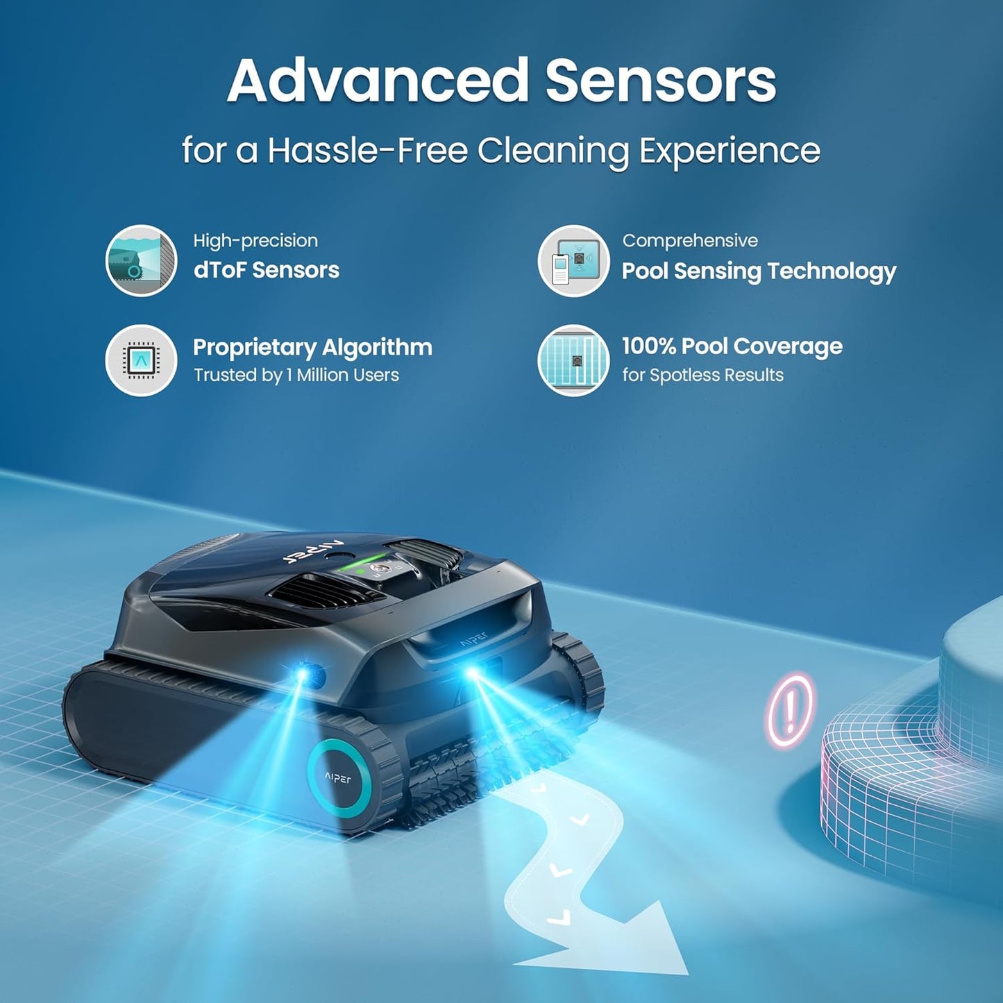 AIPER Scuba X1 - Robot de piscina inalámbrico con potente succión, doble filtración y base de carga inalámbrica, limpieza de suelo/pared/línea de flotación, tiempo de funcionamiento de 185min Aiper Actualización T1 OTA