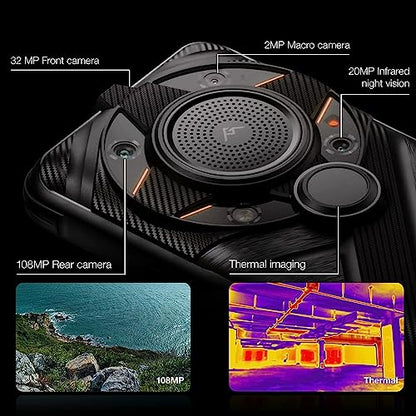 AGM G2 Guardian 5G Smartphone resistente con cámara térmica de resolución de 256 x 192, teléfono resistente con visión nocturna infrarroja de 20 MP, cámara principal de 108 MP, Qualcomm QCM6490, 6.58