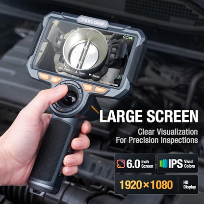 Teslong Boroscopio articulado de 4 vías de 0.154 in con luz, cámara de inspección de endoscopio IPS de 6 pulgadas con sonda articulada 360, dispositivos flexibles para mecánicos automotrices, cámara