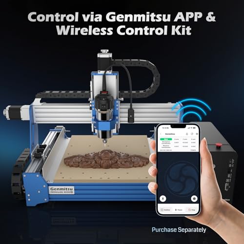 Genmitsu PROVerXL 4030S - Máquina enrutadora CNC con husillo de 710 W, fresadora CNC de escritorio de 3 ejes mejorada para madera, metal, acrílico, rieles lineales de alta precisión, altura Z de 5.118 in, control de aplicación inalámbrico #584167051