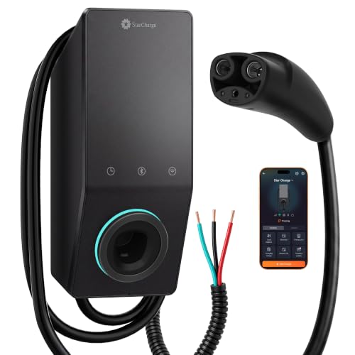 StarCharge - Cargador EV de nivel 2, 50 amperios y 240 V NACS cableado - JunoNACS-50H