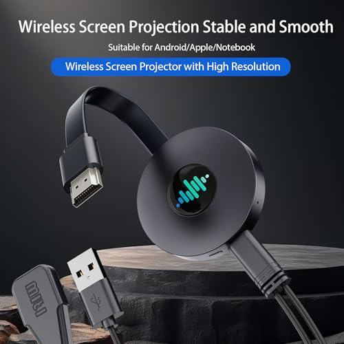 Adaptador de pantalla HDMI inalámbrico 5G, dongle Miracast 4K, espejo de pantalla para teléfono inteligente, Android, tableta, laptop, ventana a HDTV/monitor/proyector, DLNA compatible, Miracast