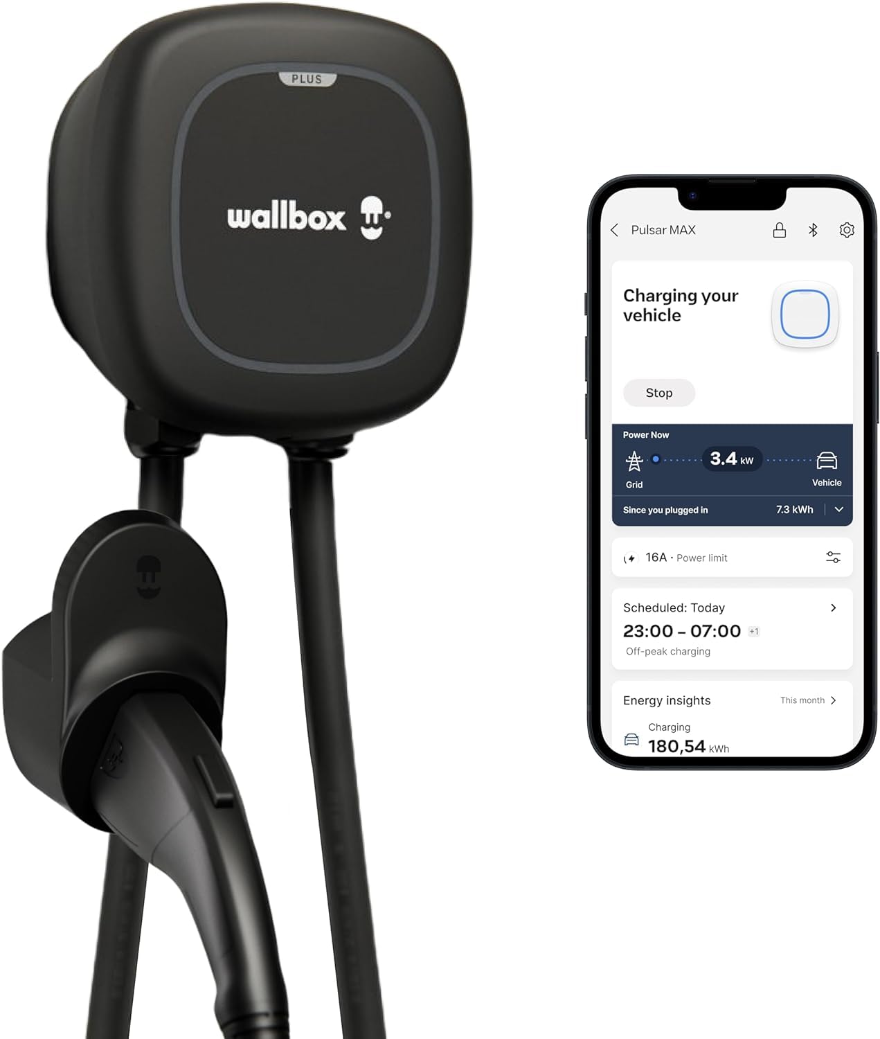 WALLBOX Pulsar Plus 48AMP (11.5 KW) EV Nivel 2 Cargador inteligente