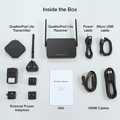 QuattroPod Lite - Transmisor HDMI inalámbrico y receptor HDMI, espejo de pantalla y extensión a TV para portátil/PC/PS5, HDMI de 98.4 ft, HDMI de 131.2 ft, HDMI de 164.0 ft. EZCAST ‎USB 2T1R