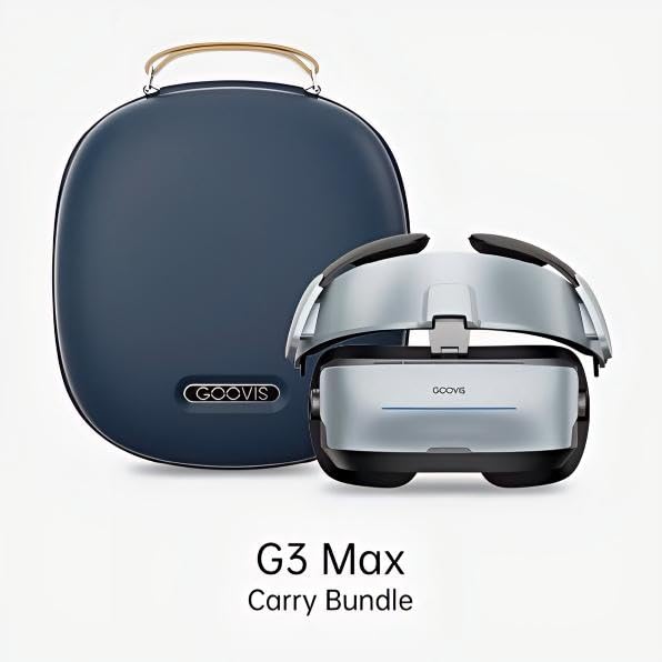 GOOVIS G3 MAX Carry Bundle G3-CC02, 2.5K Micro-OLED Personal Cinema Headset, 1000" IMAX, 120Hz, Blu-ray 3D, Diopter Adjustment +2.0D to -7.0D, IPD 58-74mm, with Custom Protective Travel Case