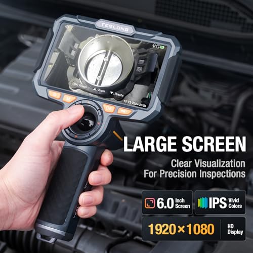 Teslong Boroscopio Articulado de 4 Vías de 3.9mm con Luz, Cámara de Inspección de Endoscopio IPS de 6 Pulgadas con Sonda Articulable de 360, Cámara de Alcance de Fibra Óptica Flexible para Mecánicos #TF600D39L1.55