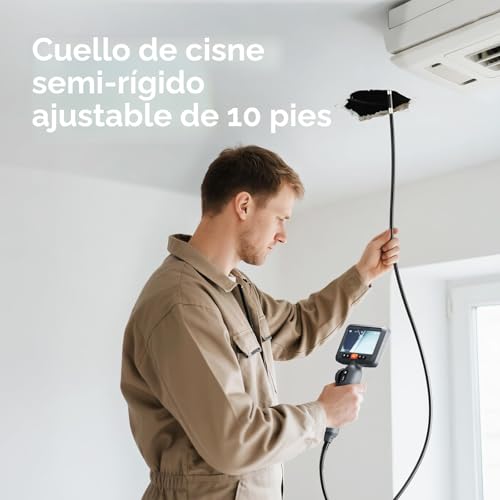 DEPSTECH Cámara endoscopio articulada de 10 pies con luz: boroscopio industrial articulado bidireccional de doble lente con pantalla de 4.5" y cable de serpiente, herramienta automotriz de cámara de inspección para pared, tubería, mecánico DS650DL-3m