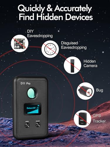 Detectores de cámara oculta D11 Pro, buscador de cámara espía dispositivos de escucha ocultos, escáner de luces infrarrojas, detector de rastreador GPS, teléfono de insectos, barredora de señal RF con