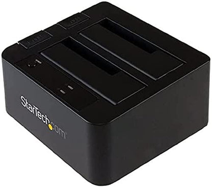 StarTech.com Estación de acoplamiento de disco duro USB 3.1 a SATA de doble bahía, USB 3.1 (10 Gbps), externa 2.5/3.5" SATA I/II/III, estación de acoplamiento SSD/HDD, bahía de disco duro