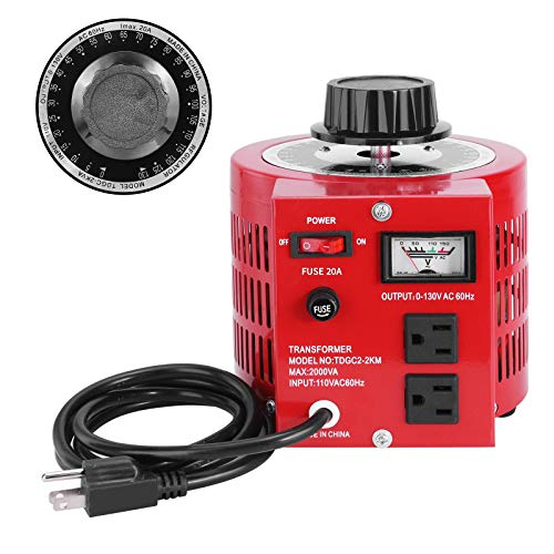 Fuente de alimentación auto del regulador de voltaje de CA del transformador variable de 20 amperios, 2000VA máximo, 0 ~ 130 voltios de salida