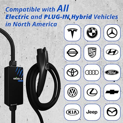 Grizzl-E Mini Connect - Cargador portátil para vehículos eléctricos (EV) de nivel 1-2 de hasta 40 amperios, certificado UL, estación de carga rápida para automóvil eléctrico para interiores y