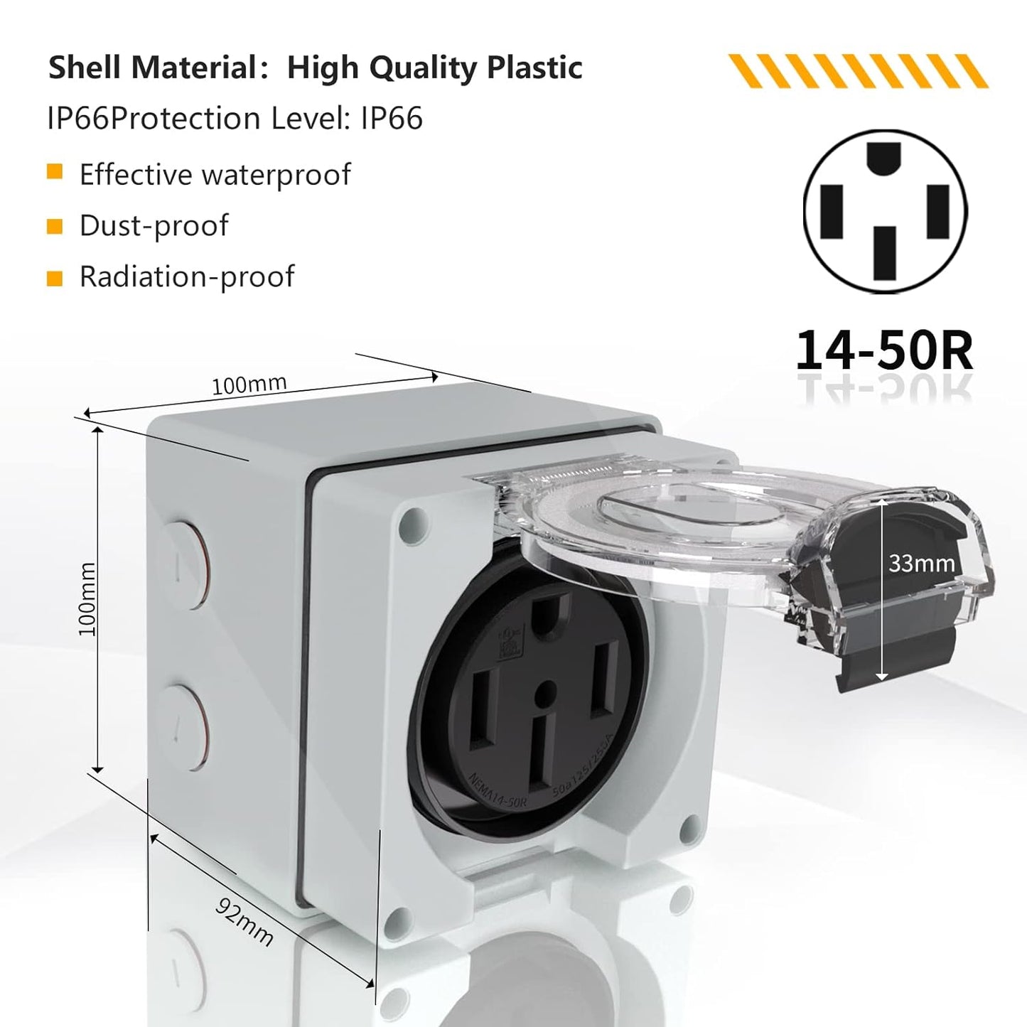 STARELO Caja de toma de corriente RV de 30 amperios, receptáculo NEMA TT-30R de 125 voltios, resistente al polvo y a la intemperie para vehículos recreativos, vehículos eléctricos, generadores