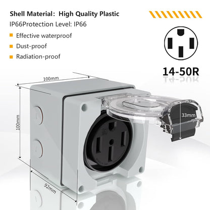 STARELO Caja de toma de corriente RV de 30 amperios, receptáculo NEMA TT-30R de 125 voltios, resistente al polvo y a la intemperie para vehículos recreativos, vehículos eléctricos, generadores