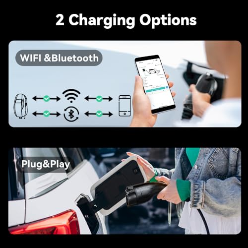 LEISHENG ENERGY Cargador EV de nivel 2 para J1772, cargador de coche eléctrico de 240 V, enchufe NEMA 14-50P 48A, cable de 25 pies, IP65, APP US-SP-115