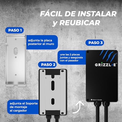 Grizzl-E GBT Classic Cargador de vehículo eléctrico Nivel 2 hasta 40A-10 kW/h, estación de Carga para Interiores/Exteriores con certificación UL-NOMmx, Enchufe NEMA 14-50, Cable Premium de 7.3 Metros