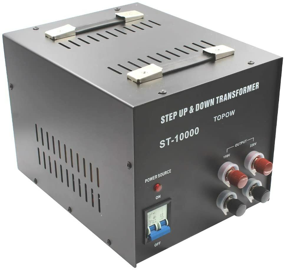 Topow Convertidor/transformador elevador/reductor de voltaje de 10000w, 110 V ~ 220V - ST-10000 Outlets bornes Heavy Duty - CE / ISA9001 / ISO14001