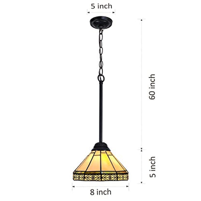 Capulina Tiffany - Lámparas colgantes, mini lámpara colgante de vitrales de 8 pulgadas de ancho, estilo rústico antiguo para cocina, isla, encimera, comedor, pasillo Número de modelo: CL088807CP