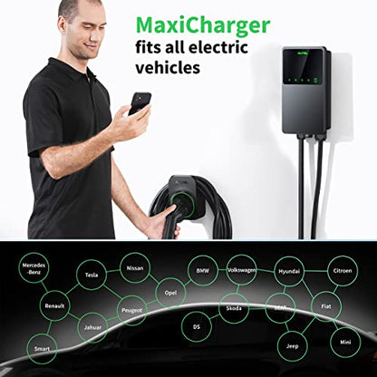 Autel MaxiCharger - Cargador de vehículo eléctrico para el hogar (EV) con tarjeta RFID, hasta 40 amperios, 240 V, WiFi de nivel 2 y EVSE habilitado para Bluetooth, enchufe NEMA 6-50, interior/exterior, cable de 25 pies con funda separada